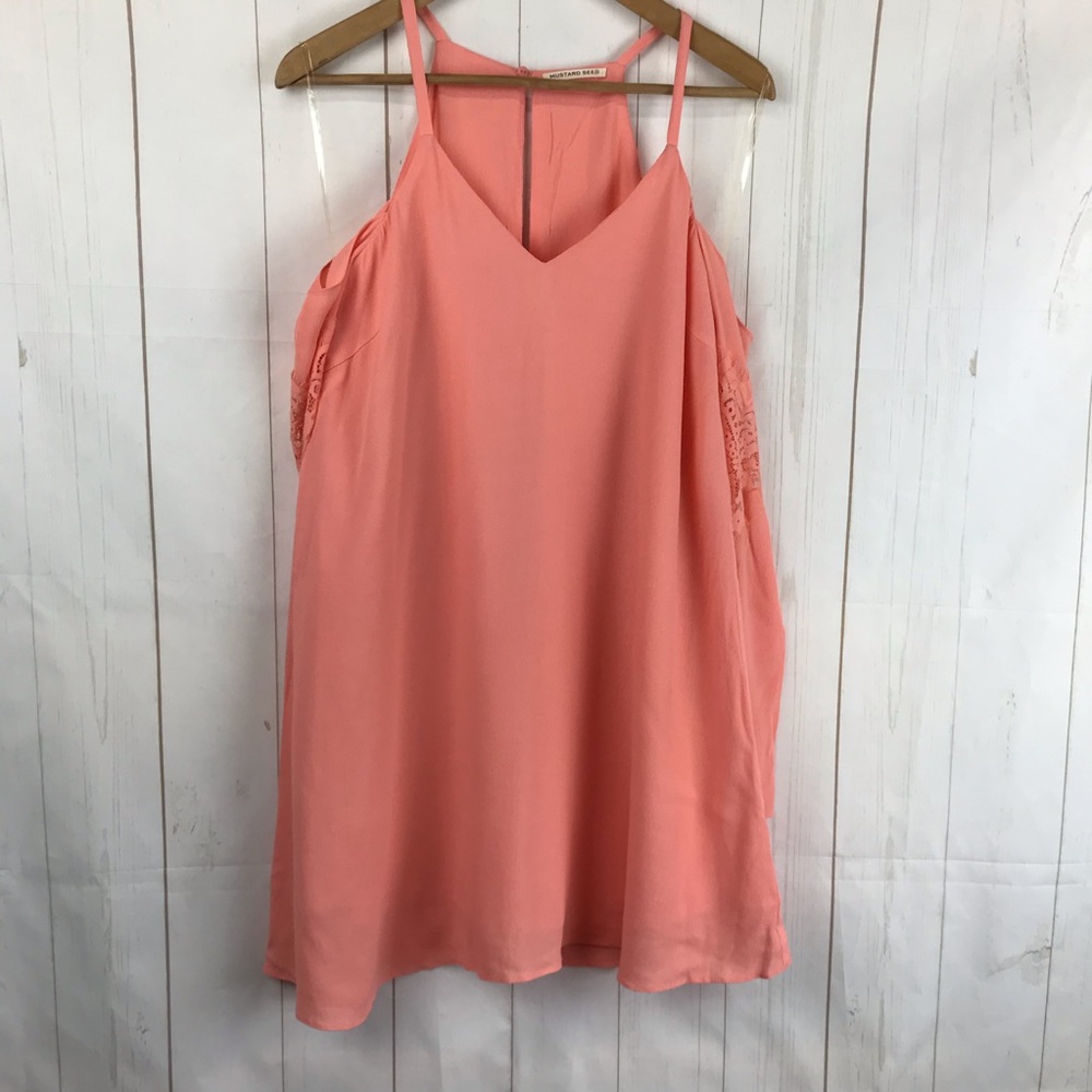 Mustard Seed Pink Coral Cold Shoulder Mini Dress S